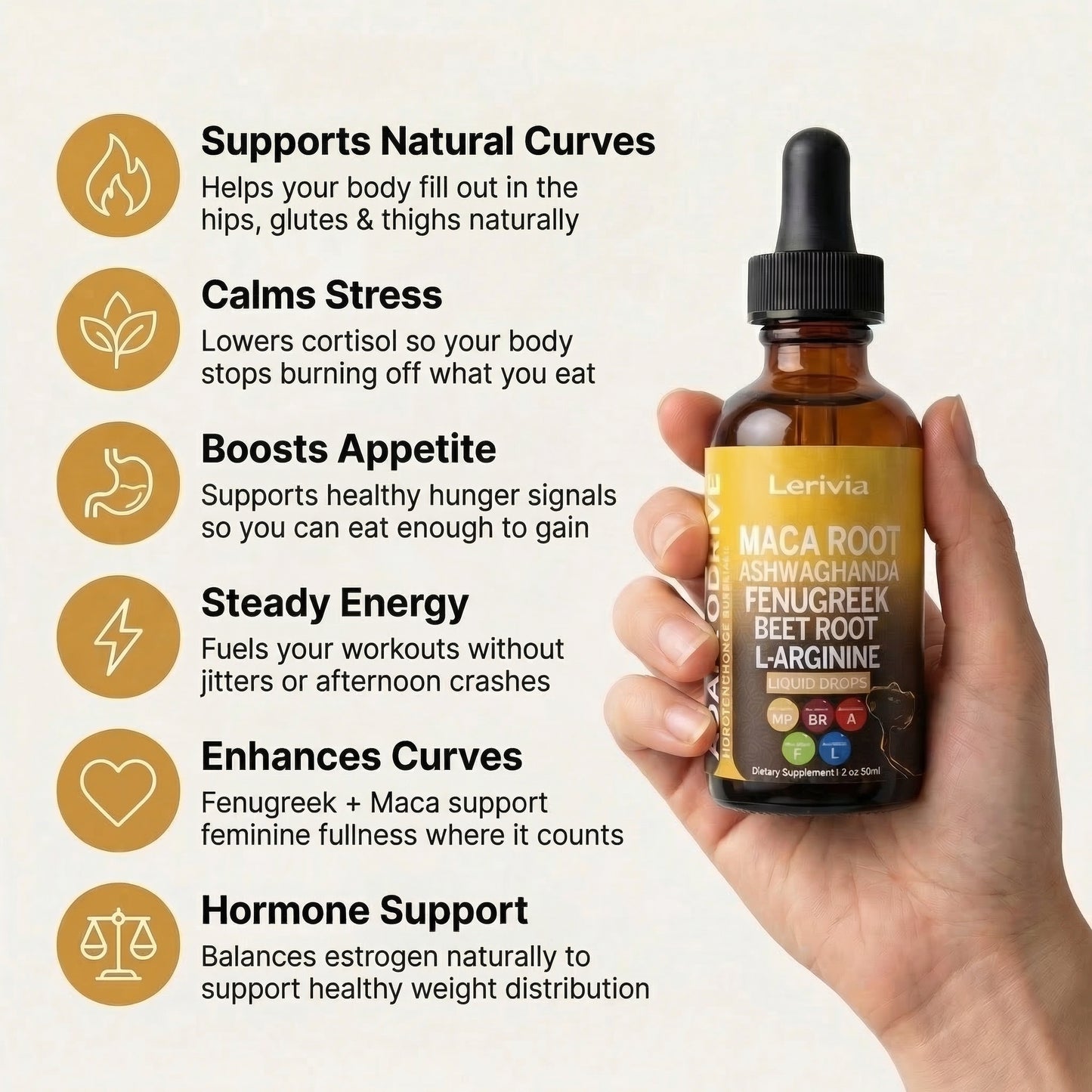Lerivia Maca Root Drops for Body Confidence